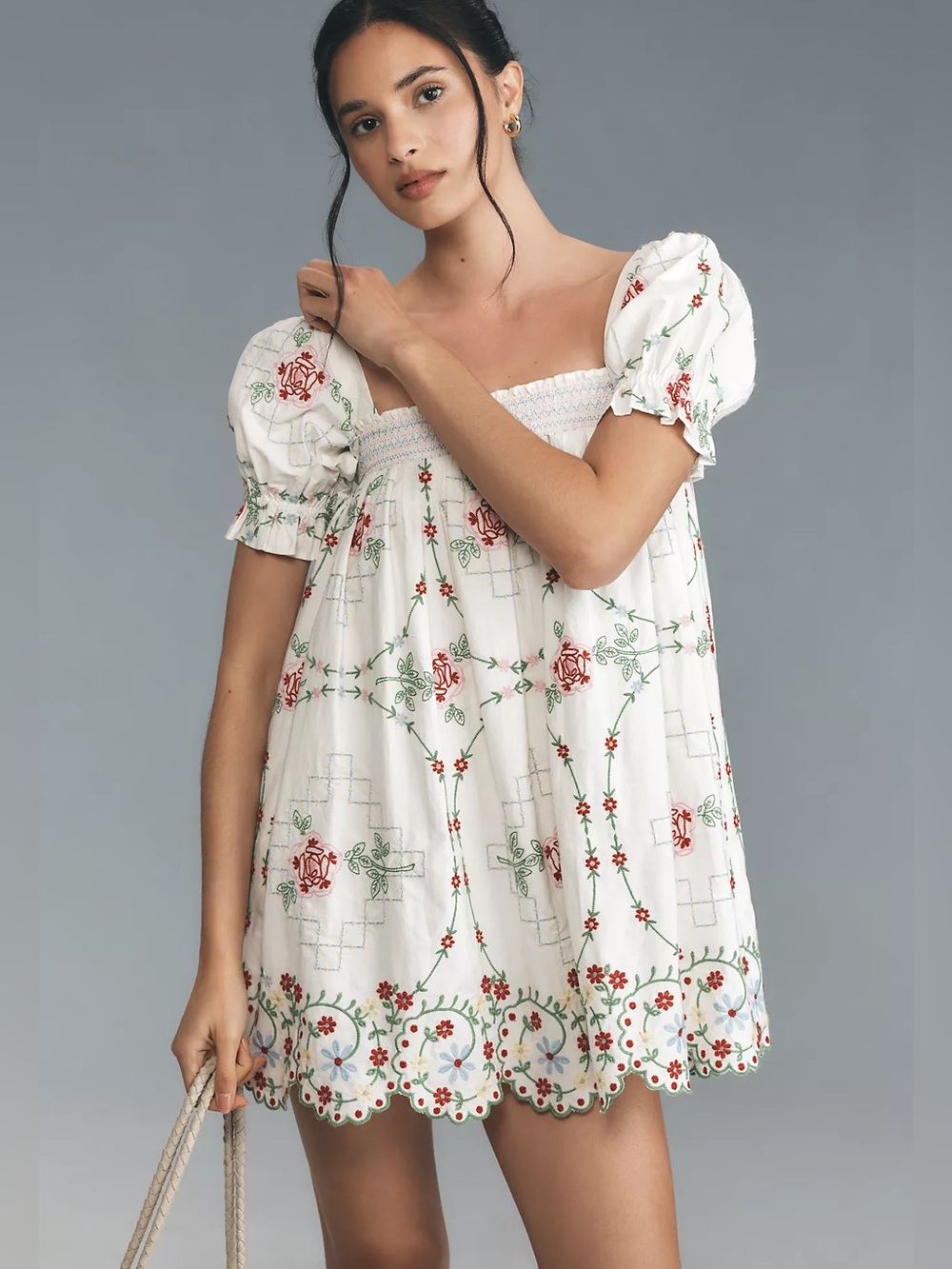 Damson Madder Lulu Embroidered Mini Dress Size 10
